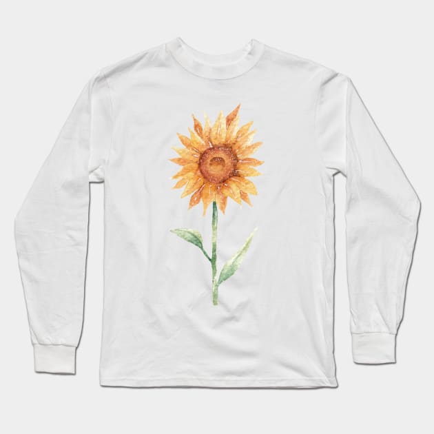 Watercolor sunflower Long Sleeve T-Shirt by nadiaham